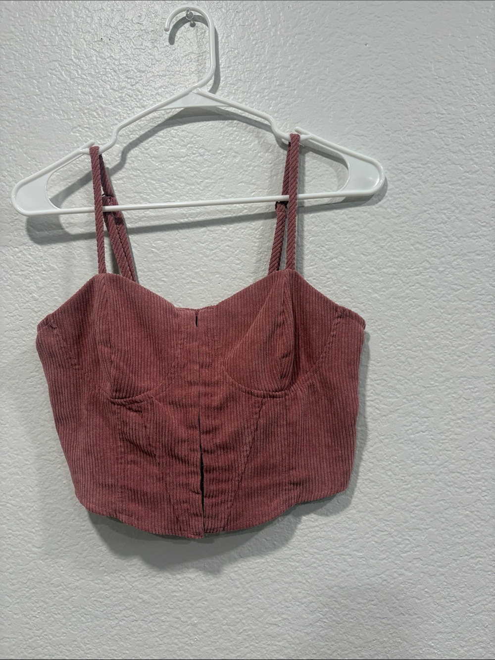 SHEIN Dusty Rose Corduroy Bustier Crop Top